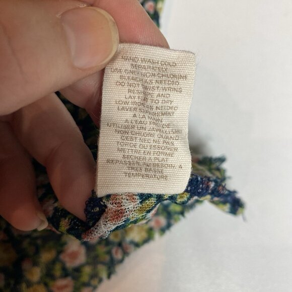 Free People Womens Top Popover Linen Blend Floral Button Back Hippie Boho OS - Picture 6 of 8